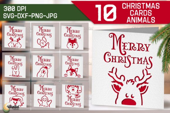 Download Christmas Cards Animals Bundle. Xmas SVG - Cards Collection