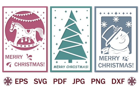 Download Bundle of Papercut Christmas Cards, Svg - Cards Collection