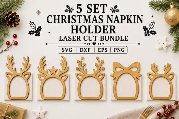 Download Reindeer Napkin Ring Laser Cut File - Napkin Collection