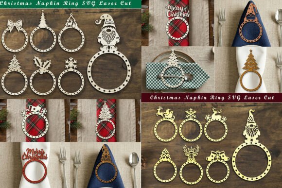 Download Laser Cut Christmas Napkin Ring Bundle - Napkin Collection