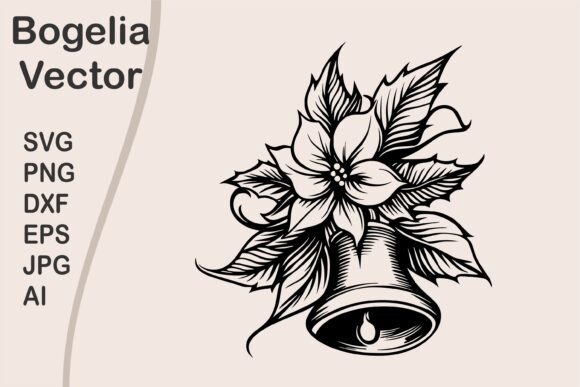 Download Christmas Bell with Poinsettia Svg - Poinsettia svg Collection