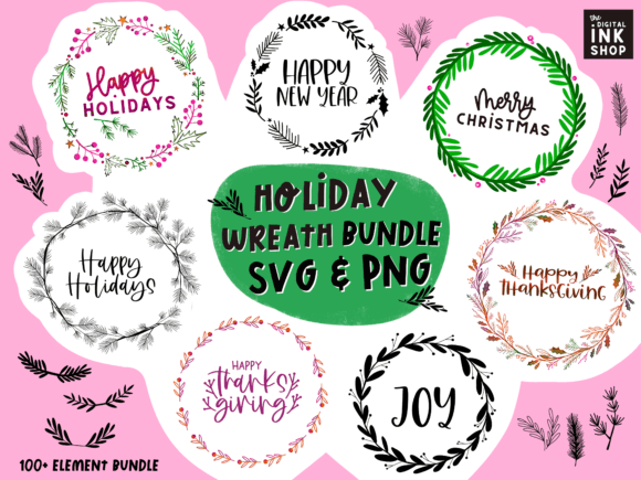 Download Holiday Wreath SVG Bundle - Holiday wreath svg Collection