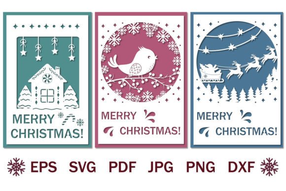 Download Bundle of Papercut Christmas Cards, Svg - Cards Collection