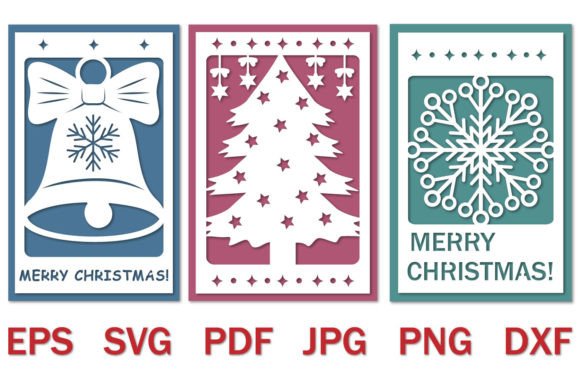 Download Bundle of Papercut Christmas Cards, Svg - Cards Collection